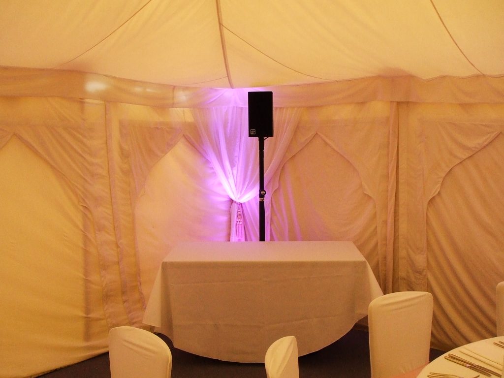 marquee wedding speeches PA system